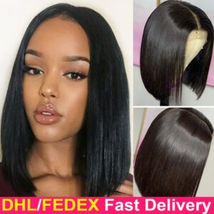 13x4 Lace Front Wig Straight Bob Wig MEGALOOK Lace Front Human Hair Wigs For Women Remy