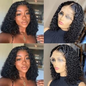 180 Density 13x4 Lace Front Wig Transparent Lace Frontal Wig For Women Short Bob Wig PrePlucked 5