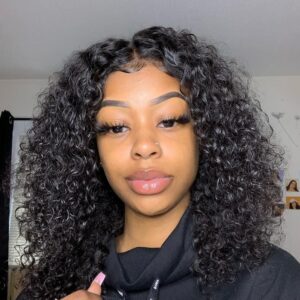 180 Density13x6 Lace Frontal Wig Double Drawn Virgin Human Hair Wigs Jerry Curly Short Bob Wig