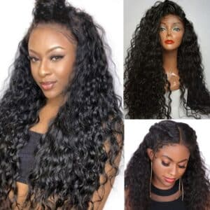 30 Inch Water Wave 13x6 Transparent Lace Frontal Wig Pre Plucked 180 13x4 Lace Front Wig