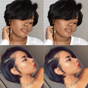 Pixie Cut Wig Short Bob Wig Straight Human Hair Wigs T Part Transparent Lace Wigs For 4