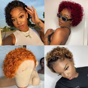 Short Pixie Cut Wig Human Hair Brazilian Remy 13 1 Transparent Lace For Black Women Colored 5