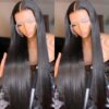 Transparent Lace Front Human Hair Wigs Brazilian Straight Lace Frontal Wig For Black Women PrePlucked 4x4 1