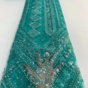 2022 African Beads Groom Lace Fabric 5 Yards High Quality French Beaded Embroidery Sequins Tulle Fabric 5