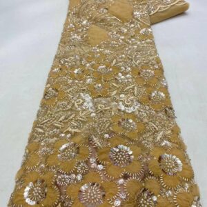 2022 High Quality African Nigerian Tulle Lace Fabric Beads Groom Embroidery French With Sequins Lace For 5