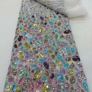 2022 Latest African Groom Lace Fabric High Quality Nigerian Women Bridal Sequins Embroidery 5 Yards Luxury 5
