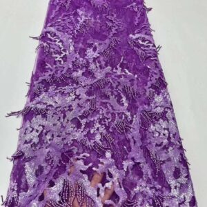 2022 New Design Sequence Beaded Lace Fabric Luxury French 3D Embroidery Sequins Groom Tulle Lace Fabric 3