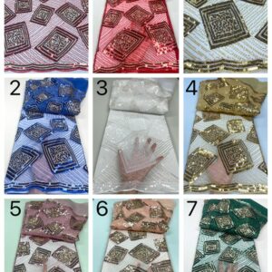 5 Yards African Sequins Groom Net Lace Fabric 2022 High Quality Nigerian French Tulle Lace Material 1