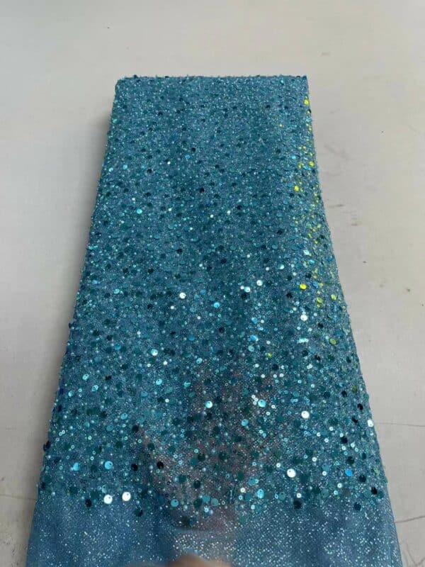 5 Yards Sequins Tulle Lace Fabric African Lace Fabric High Quality With Pearl Nigerian French Net 3