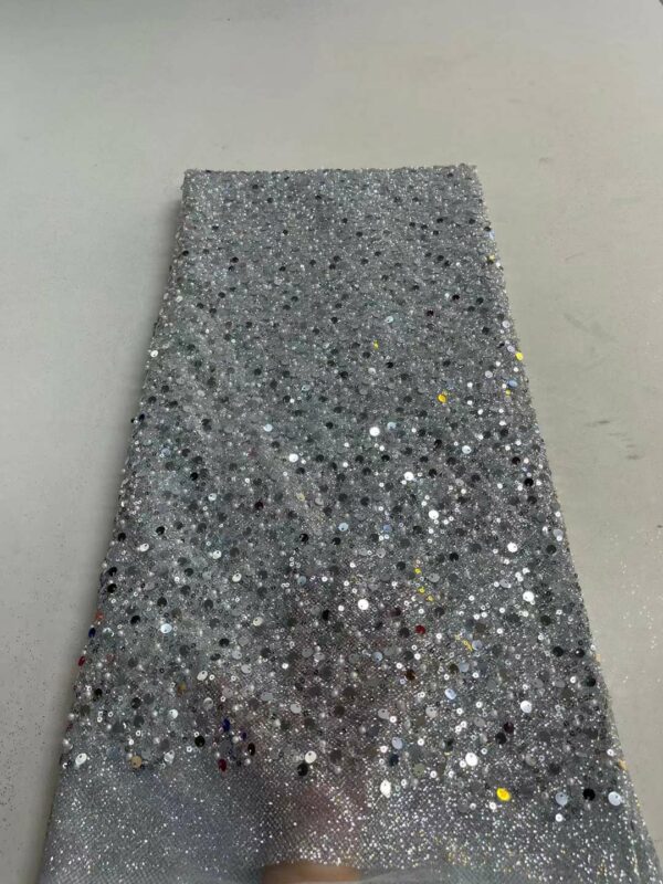 5 Yards Sequins Tulle Lace Fabric African Lace Fabric High Quality With Pearl Nigerian French Net
