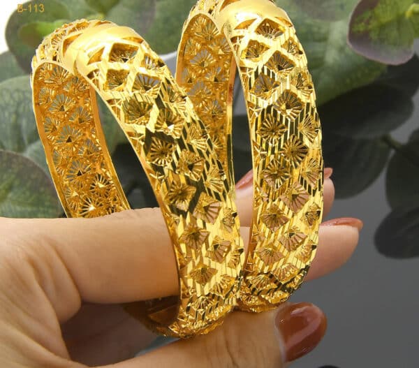 ANIID 24K Dubai Plated Bangles Bracelet For Women African Indian Gold Bangle Jewellery Luxury Arabic Female 1 1