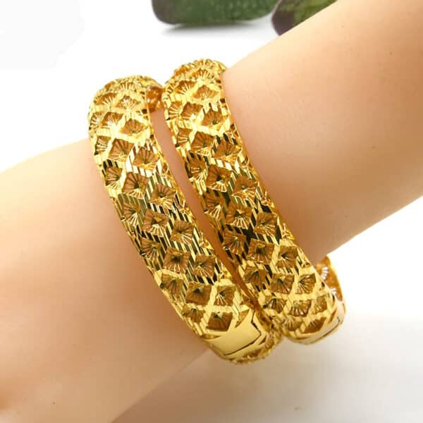ANIID 24K Dubai Plated Bangles Bracelet For Women African Indian Gold Bangle Jewellery Luxury Arabic Female 2 1