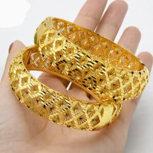 ANIID 24K Dubai Plated Bangles Bracelet For Women African Indian Gold Bangle Jewellery Luxury Arabic Female 6