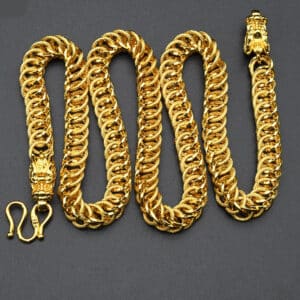 ANIID 24k Gold Plated Dragon Head Necklace Set For Men Wedding Heavy Punk Rock Hip Hop 1 1