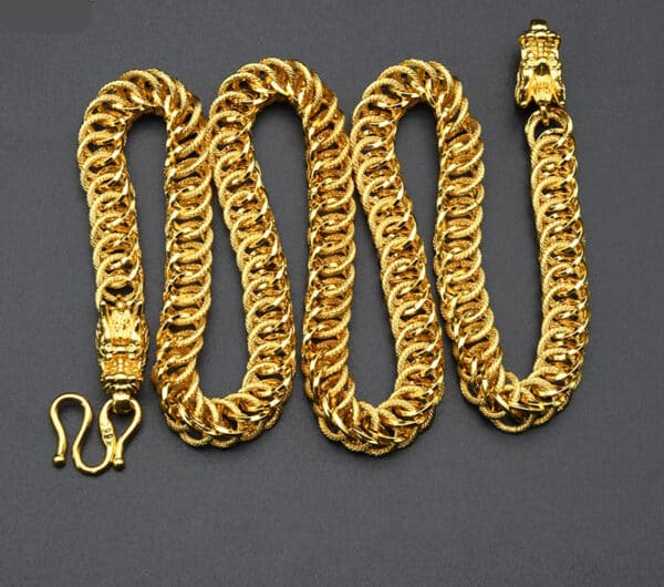 ANIID 24k Gold Plated Dragon Head Necklace Set For Men Wedding Heavy Punk Rock Hip Hop 1 1