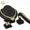ANIID African Dubai Golden Jewelry Sets For Womens XO Necklace Golden Earrings Indian Wedding Nigerian Moroccan