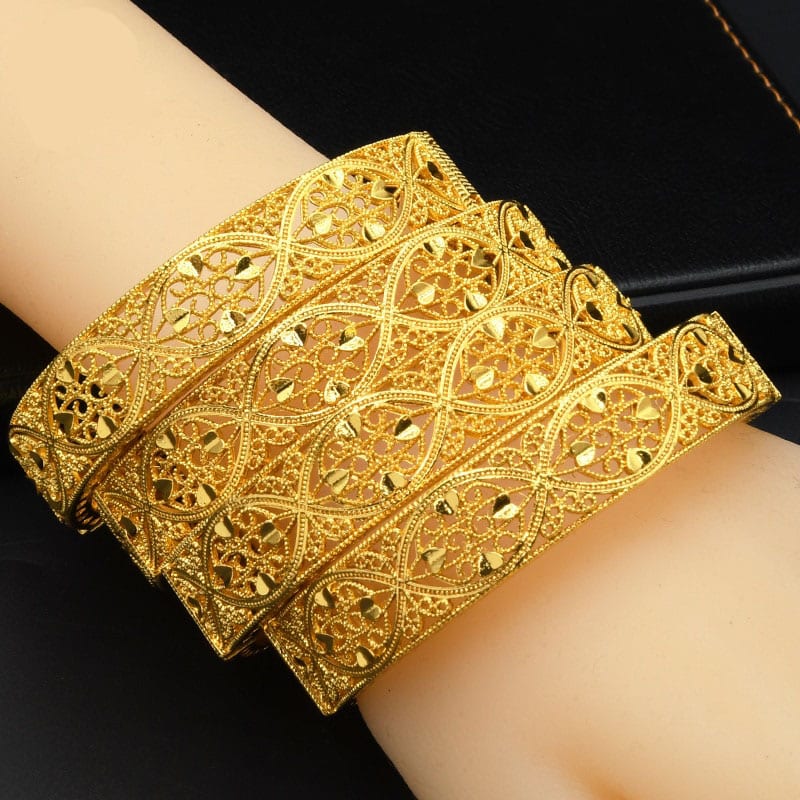 ANIID African Gold Bracelet For Women 24k Charm Bangles Luxury Gold Plated Indian Bangle Bracelet Wedding 1 1