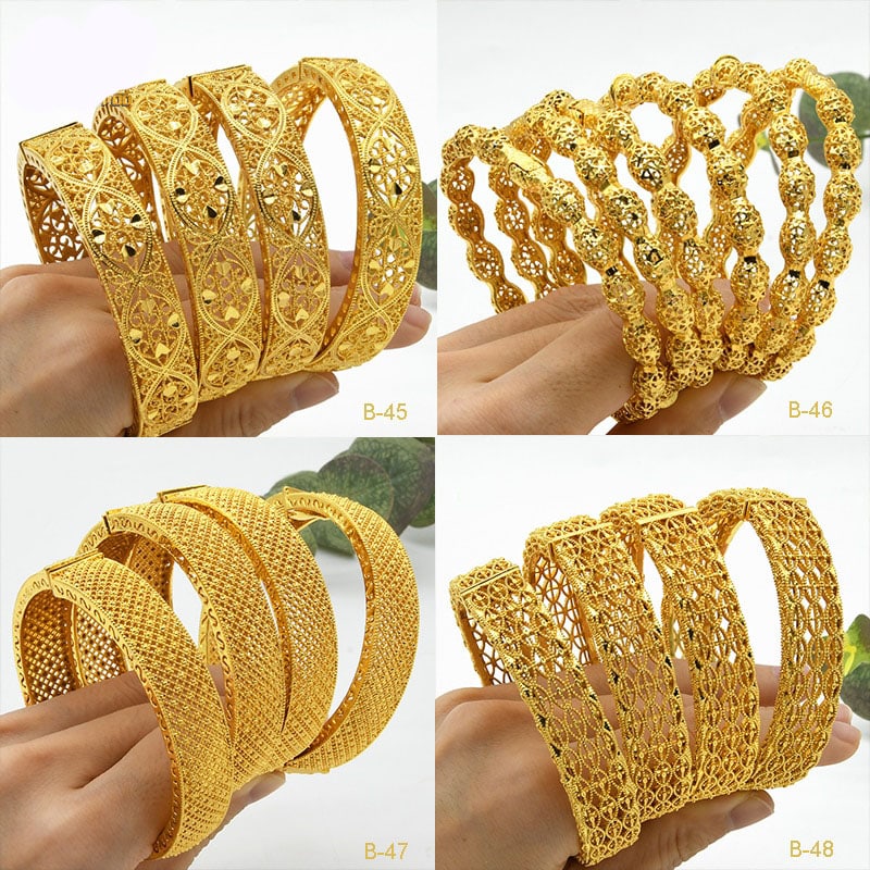 ANIID African Gold Bracelet For Women 24k Charm Bangles Luxury Gold Plated Indian Bangle Bracelet Wedding 5 1