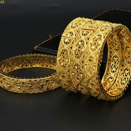 ANIID African Gold Bracelet For Women 24k Charm Bangles Luxury Gold Plated Indian Bangle Bracelet Wedding 6