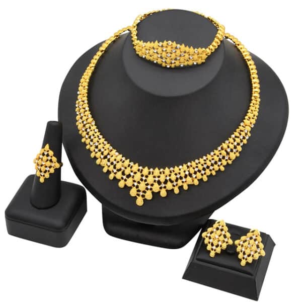 ANIID African Jewelry Set Big Necklace Dubai Ethiopian Gold Color Jewelery Earring Bracelet For Women Bridal 11 1.jpg 640x640 11 1