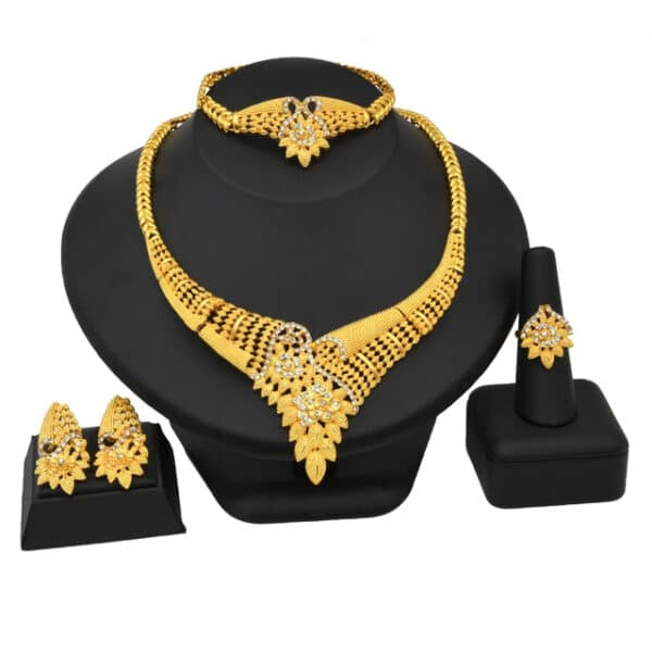 ANIID African Jewelry Set Big Necklace Dubai Ethiopian Gold Color Jewelery Earring Bracelet For Women Bridal 12 1.jpg 640x640 12 1
