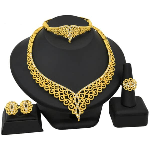 ANIID African Jewelry Set Big Necklace Dubai Ethiopian Gold Color Jewelery Earring Bracelet For Women Bridal 13 1.jpg 640x640 13 1