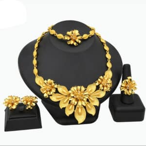 ANIID African Jewelry Set Big Necklace Dubai Ethiopian Gold Color Jewelery Earring Bracelet For Women Bridal 9 1.jpg 640x640 9 1