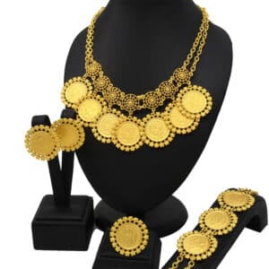 ANIID Coin Dubai Gold Plated Jewelry Sets For Women African Ethiopian Bridal Wedding Luxury Necklace Bracelet 7.jpg 640x640 7