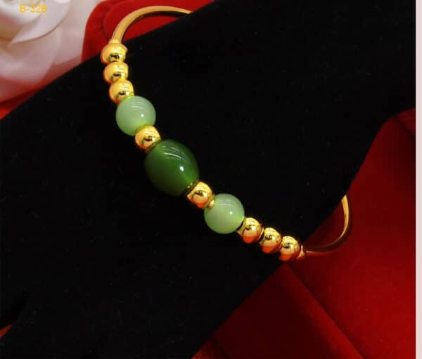 ANIID Dubai 24K Gold Plated Bangles For Women Green Bead Bracelet Bangle Adjustable Pulseira Femme Wedding 3 1