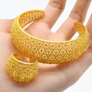 ANIID Dubai Gold Color Woman Bracelet With Ring Luxury Wedding Designer African Cuff Ethiopian Jewelry Indian 7 1.jpg 640x640 7 1