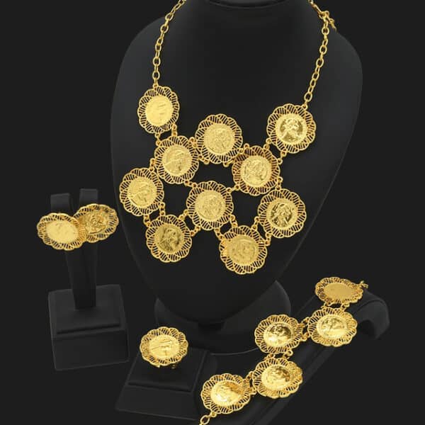 ANIID Dubai Gold Plated Coin Necklace Bracelet Jewelry Sets For Women African Ethiopian Bridal Wedding Luxury 25.jpg 640x640 25