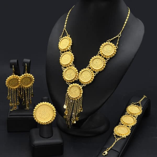 ANIID Dubai Gold Plated Coin Necklace Bracelet Jewelry Sets For Women African Ethiopian Bridal Wedding Luxury 5 1.jpg 640x640 5 1