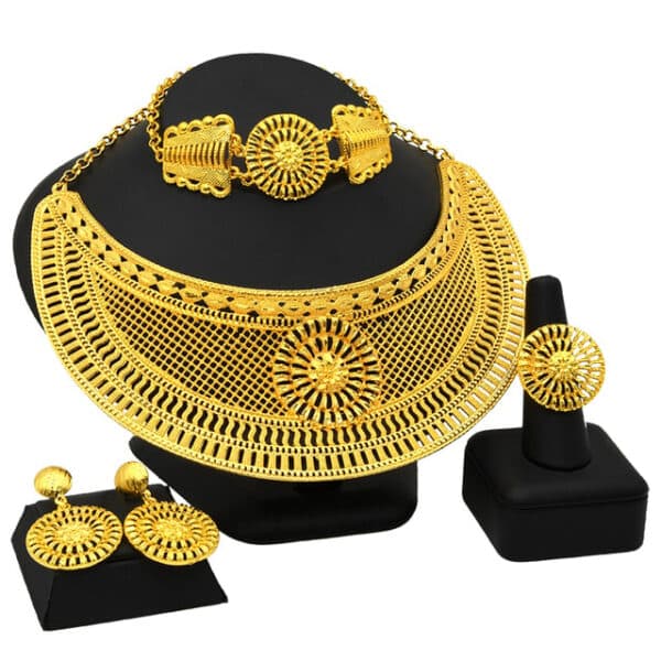 ANIID Dubai Gold Plated Flower Necklace Jewelry Set African Luxury Bracelets Earrings Set Women Fashion Wedding 1 1.jpg 640x640 1 1
