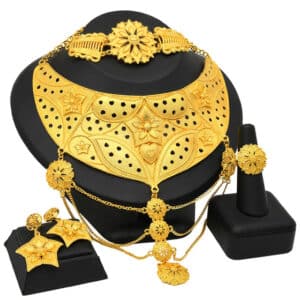 ANIID Dubai Gold Plated Flower Necklace Jewelry Set African Luxury Bracelets Earrings Set Women Fashion Wedding 2 1.jpg 640x640 2 1