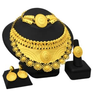 ANIID Dubai Gold Plated Flower Necklace Jewelry Set African Luxury Bracelets Earrings Set Women Fashion Wedding 3 1.jpg 640x640 3 1