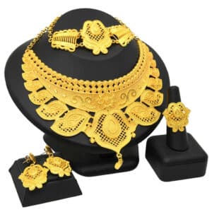 ANIID Dubai Gold Plated Flower Necklace Jewelry Set African Luxury Bracelets Earrings Set Women Fashion Wedding 4 1.jpg 640x640 4 1