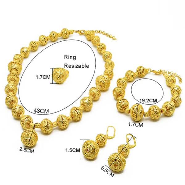 ANIID Dubai Gold Plated Jewellery Sets African Nigerian Beads Necklace Bracelets Jewelry Set For Party Bridal 1 1