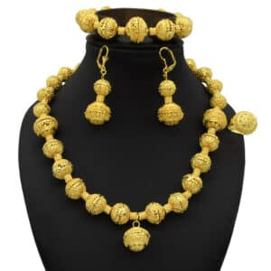 ANIID Dubai Gold Plated Jewellery Sets African Nigerian Beads Necklace Bracelets Jewelry Set For Party Bridal 1.jpg 640x640 1