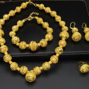 ANIID Dubai Gold Plated Jewellery Sets African Nigerian Beads Necklace Bracelets Jewelry Set For Party Bridal 4 1