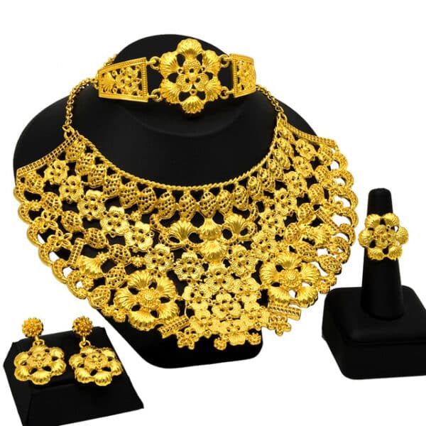 ANIID Dubai Jewelry Sets 24k Gold Color Necklace and Earring Set For Women African Wedding Party 7 2.jpg 640x640 7 2