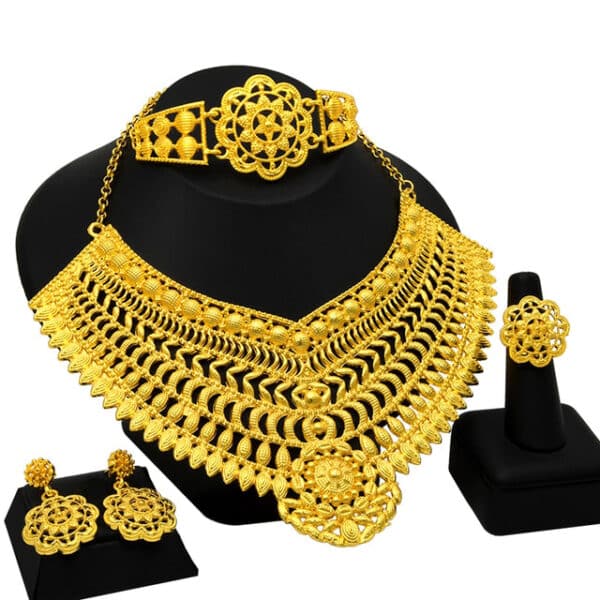 ANIID Dubai Jewelry Sets 24k Gold Color Necklace and Earring Set For Women African Wedding Party 9 2.jpg 640x640 9 2