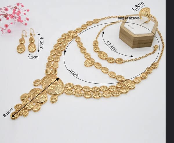 ANIID Ethiopian 24K Gold Color Jewelry Set Fashion Bracelet Ring Earring Wedding For Bride Party Golden 1 1