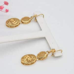ANIID Ethiopian 24K Gold Color Jewelry Set Fashion Bracelet Ring Earring Wedding For Bride Party Golden 2 1