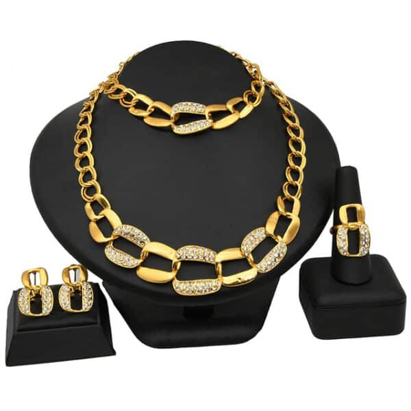 ANIID Ethiopian Gold Plated Jewelry Set For Women Dubai 24K Necklace Earring Bracelet Rings Wedding Habesha 5.jpg 640x640 5