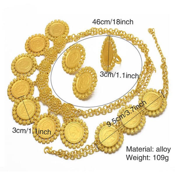 ANIID Ethiopian Gold Plated Jewelry Sets Coin Tassel Pendant Necklace Bracelets Dubai Party Bridal Wedding Fashion 4 1