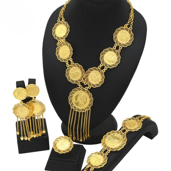 ANIID Ethiopian Gold Plated Jewelry Sets Coin Tassel Pendant Necklace Bracelets Dubai Party Bridal Wedding Fashion 5 1.jpg 640x640 5 1