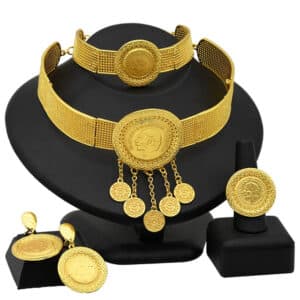 ANIID Ethiopian Golden Jewelry Set Big Coin Tassel Necklace Earring Ring Dubai Gift For Women African 7.jpg 640x640 7