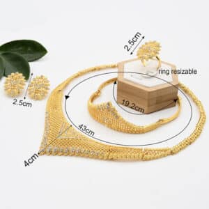 ANIID Jewelery African Necklace Sets For Women Luxury Designer 24k Gold Plated Pakistani Bracelets Fashion Earrings 1 1