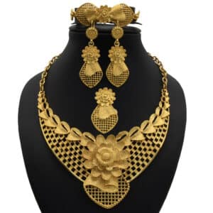 ANIID Jewelery Sets 24K Flower Earrings Gold Plated Tibetan Rings For Women Wedding Collection Pearl Bracelet 1.jpg 640x640 1