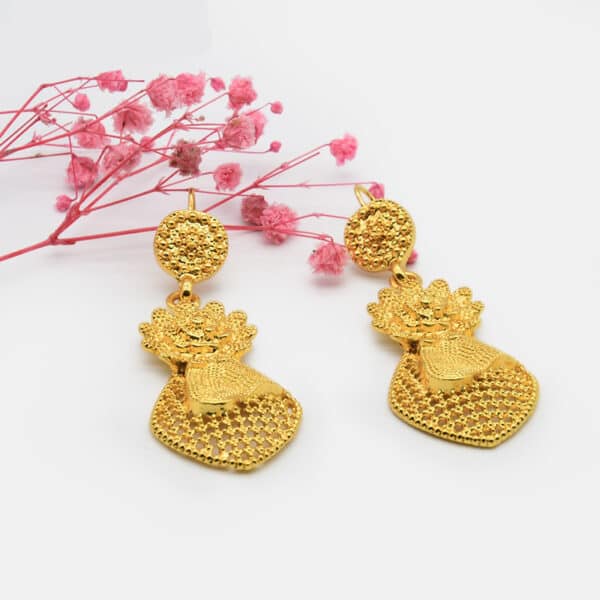 ANIID Jewelery Sets 24K Flower Earrings Gold Plated Tibetan Rings For Women Wedding Collection Pearl Bracelet 5 1